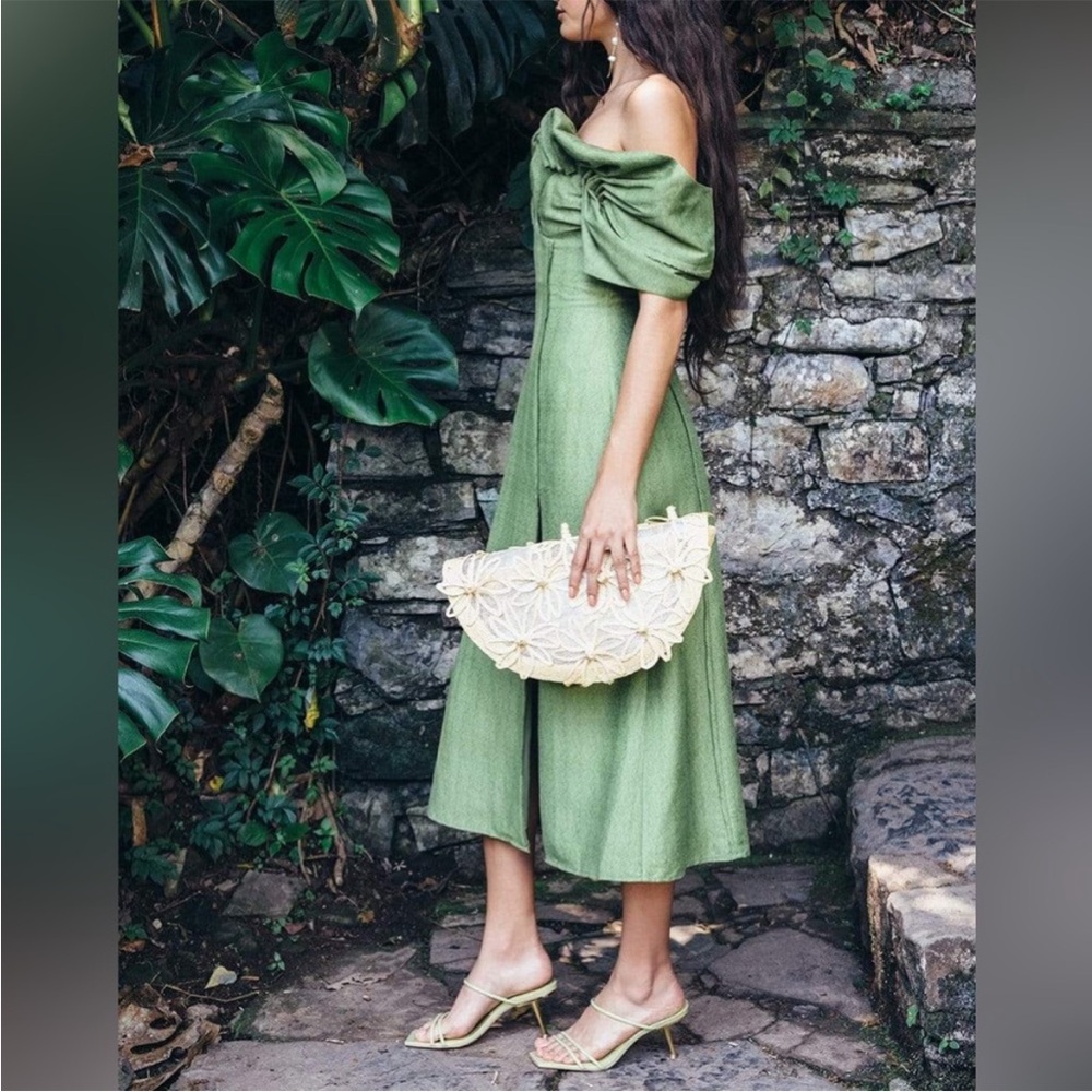 NWT Cult Gaia Lani Flower Half-Moon Clutch Bag